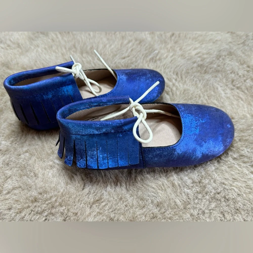 Blue Kids Moccasins 4-5Y Monkey Feet